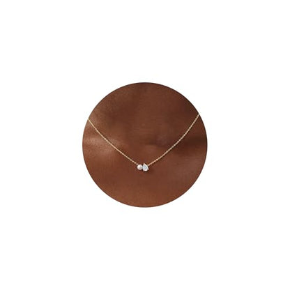 Turandoss Cubic Zirconia Necklace for Women, 14K Gold Plated Necklace | Gold Choker Necklace for Women, Trendy CZ Pearl Necklace, Simple Wedding Prom Jewelry, Bridesmaids Gifts - color: Pearl & Teardrop Zircon