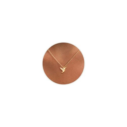 HANLI 14K Gold Plated Necklaces for Women - Dainty Butterfly, Star of David, Moon and Star, Sun, Lotus, Infinity, Hummingbird, Bee,Boots,Chill,Sunflower Pendant Designs - Elegant Jewelry for Women - color: Hummingbird