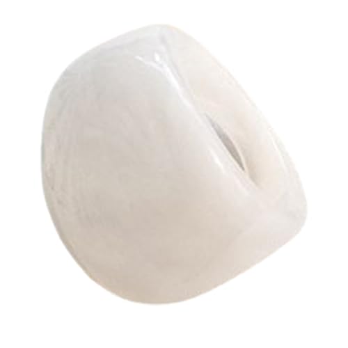 PINK TOWN Resin Chunky Ring, Multicolor Acrylic Stackable Rings Set Vintage Plastic Knuckle Rings Aesthetic Y2k Statement Rings Thick Dome Finger Joint Ring for Women - color: White