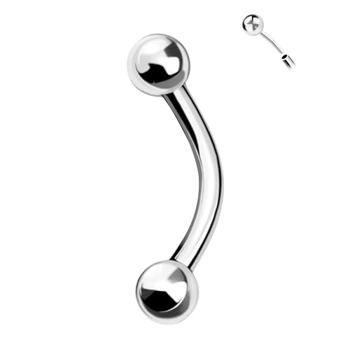 G23 Titanium Curved Barbell Ring 16G, Eyebrow Rings, Rook Cartilage Earring Piercing Jewelry, 8mm Vertical Labret, Eyebrow, Daith, Helix Piercings Body Jewelry… - style: Modern