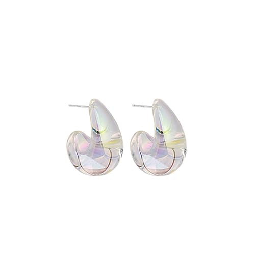 Acrylic Transparent Hoop Earrings Minimalist Resin Earrings Geometric Statement Earrings for Women - color: teardrop