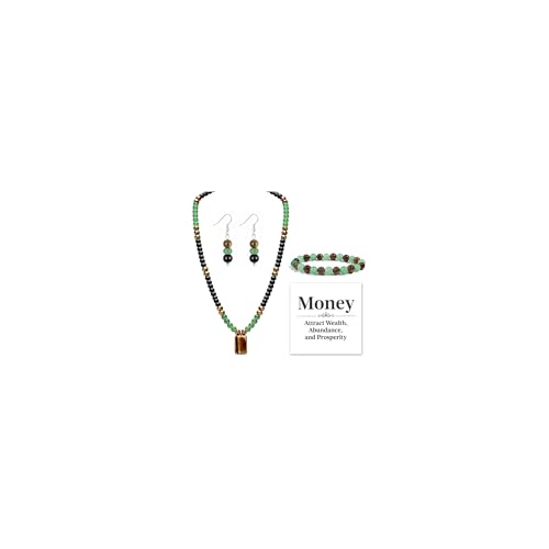 Money Bracelets Necklace Jewelry Set for Women Men Jade Crystal Tiger Eye Obsidian Beaded Necklace Feng Shui Good Luck Money Bracelet Wealth Attraction Accessories Outfits Protection Jewelry Gifts - color: A6