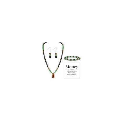 Money Bracelets Necklace Jewelry Set for Women Men Jade Crystal Tiger Eye Obsidian Beaded Necklace Feng Shui Good Luck Money Bracelet Wealth Attraction Accessories Outfits Protection Jewelry Gifts - color: A6