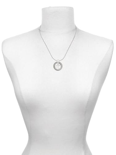 Delight Jewelry Silvertone Medium Pi Silver-tone Custom Engraved Ring Necklace, 18"