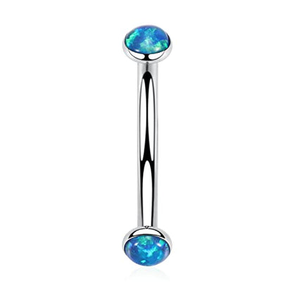 GAGABODY G23 Titanium Eyebrow Piercing Jewelry Curved Barbell Lip Ring | Internal Thread Used in Eyebrow,Belly,Rook 16 Gauge from 6mm to 12mm Lightweight Daily for Woman and Man Sensitive Skin - color: 1Pc-Disc Shape Silver+Blue Opal, size: 16G-8mm