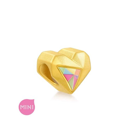 CHOW SANG SANG 999 24K Solid Gold Love Heart Mini Charm Bracelet for Women 91836C - size: 19 CM