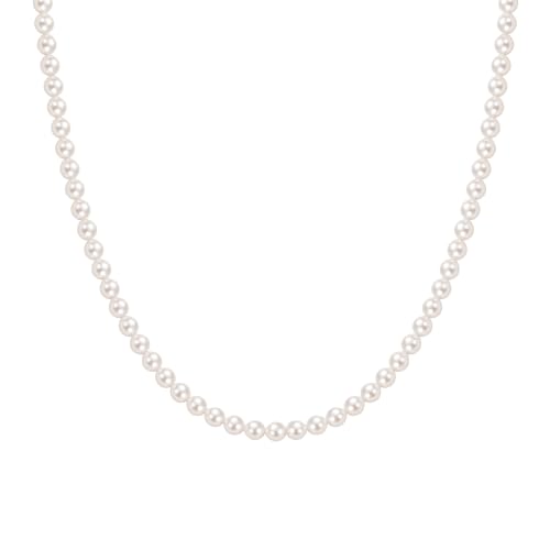 EAMTI Freshwater Cultured Pearl Necklace for Women, 5-5.5mm Classic Pearl Strand Choker, Dainty Beaded Necklace 16 Inch Trendy - color: 5-5.5mm-White