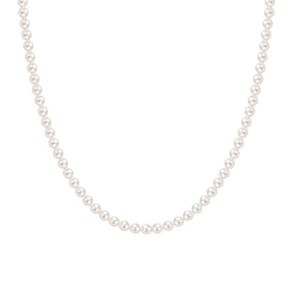 EAMTI Freshwater Cultured Pearl Necklace for Women, 5-5.5mm Classic Pearl Strand Choker, Dainty Beaded Necklace 16 Inch Trendy - color: 5-5.5mm-White