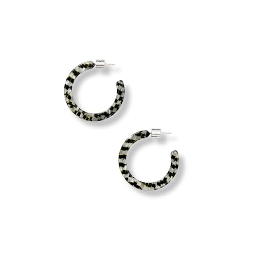 Circle Hoop Earrings Acetate Resin Fashion Jewelry for Women - color: Perle Noir, size: Mini