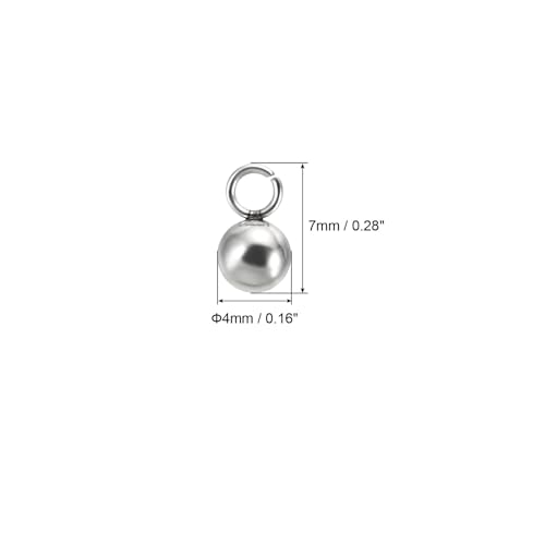 PATIKIL 50pcs Steel Bead Charm, Stainless Steel Ball Bracelet Charm Pendants Metal Round Beads Small Bulk for Jewelry Making - color: Silver Tone, size: 4mm