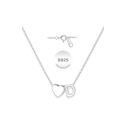 Turandoss S925 Sterling Silver Initial Necklaces for 5-16 Years Old Girls | Dainty Teen Girl Gifts Trendy Stuff Heart Initial A-Z Necklaces Personalized Birthday Jewelry Gifts for Girls - color: D