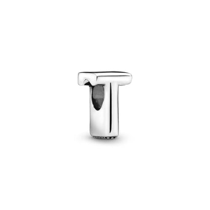 Pandora Alphabet Charm - Compatible Moments - Gift for Her - Made with Sterling Silver - with Gift Box - style: Letter T
