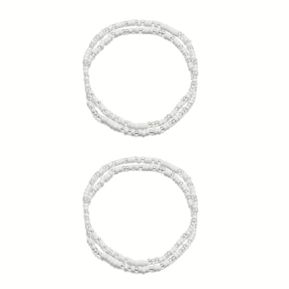 DATOA 4Pcs Boho Beads Anklets Set Handmade Colorful Beaded Adjustable Stretch Bracelet Waterproof Beach Hawaiian Foot Jewelry - color: White