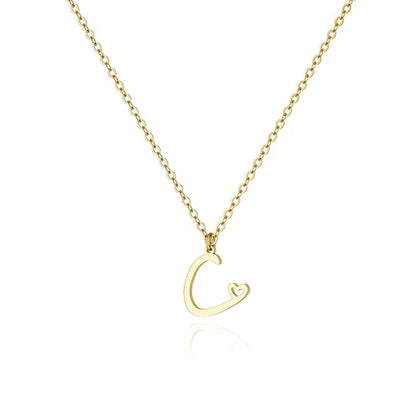 Tewiky Initial Necklace for Women-14k Gold Plated Dainty Letter Necklaces | Trendy Cute Custom Personalized Monogram Necklaces - color: gold, style: C