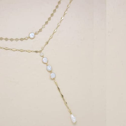 Ettika Lariat Necklace for Women. Gold Drop Necklace, Necklaces for Women. 18K Gold or Rhodium Plated Chain. Trendy Jewelry - color: N1940 Gold