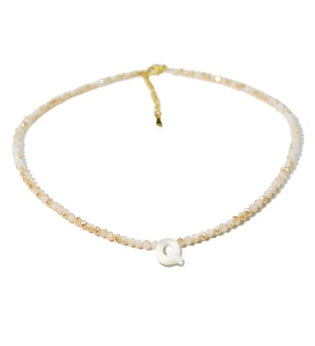 Tanyoyo Initial Necklaces for Women - Trendy Beaded Choker Necklace for Women, Handmade Letter Choker Necklace Jewelry for Women - style: Q