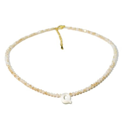 Tanyoyo Initial Necklaces for Women - Trendy Beaded Choker Necklace for Women, Handmade Letter Choker Necklace Jewelry for Women - style: Q