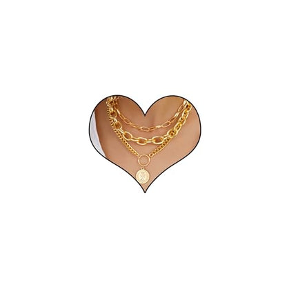 Gold Layered Necklaces for Women Chunky Layered Gold Necklaces Stacked Paperclip Chain Pearl Necklace Herringbone Toggle Clasp Choker Trendy Statement Jewelry Gifts - color: B8:gold stack necklaces