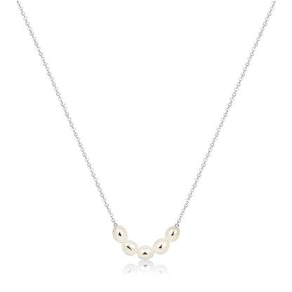 Dainty Pearl Pendant Necklaces for Women 14K Gold Plated Handmade Layered Pearl Chain Necklace Delicate Layered Pearl Necklace Everyday Jewelry Gift - color: Five pearl-Silver