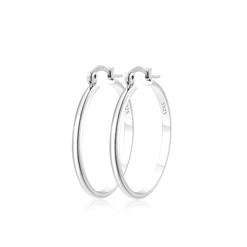 Apsvo Hoop Earrings for Women, 5mm Wide 14K Gold Plated/Silver Hoop Earring Hypoallergenic 925 Sterling Silver Earrings Lightweight Large Earrings for Women - color: 3mmWide-40mmSilver
