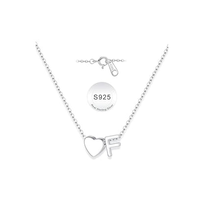 Turandoss S925 Sterling Silver Initial Necklaces for 5-16 Years Old Girls | Dainty Teen Girl Gifts Trendy Stuff Heart Initial A-Z Necklaces Personalized Birthday Jewelry Gifts for Girls - color: F