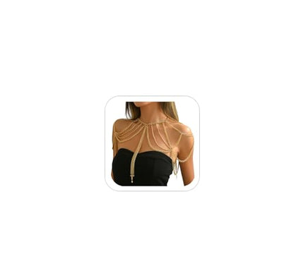 Gold Body Chain Shoulder Chain Punk Layered Arm Chain Tasssel Shoulder Necklace Party Nightclub Bridal Wedding Body Jewelry