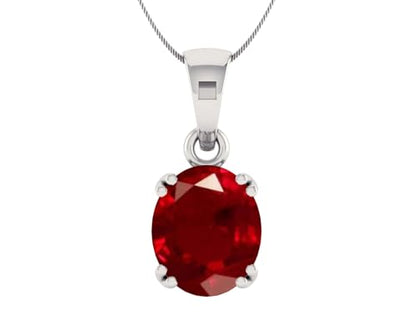 Natural Ruby Pendant Certfied Necklace 5.55 Carat precious Oval Shape Stone Pendant Pure 925 Sterling Silver