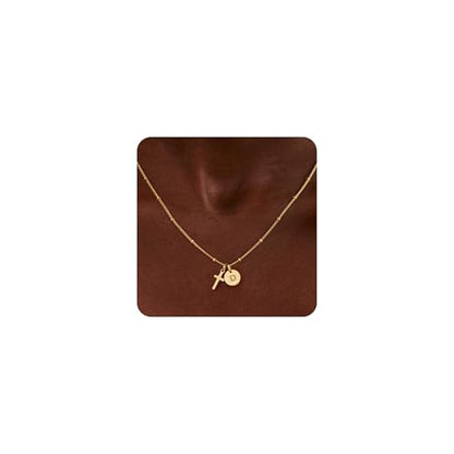 Turandoss Cross Necklaces for Girls, Faith Baptism Jewelry Birthday Gifts | 14K Gold Plated Initial A-Z Cross Pendant Necklace Trendy Birthday Jewelry Gifts for 8 9 10 11 12 13 14 15 16 Teen Girls - color: Gold-D
