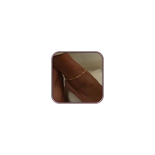 Gold Ankle Bracelets for Women,Dainty 14K Gold Plated Anklets for Women Waterproof Herringbone Beaded Satellite Anklets Set Layered Anklet Bracelets for Women Gold Jewelry Gift - color: Set 2