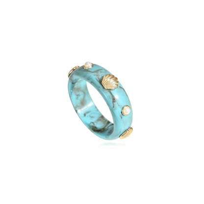 2PCS Chunky Acrylic Bracelet for Women Large Square Resin Cuff Vintage Open Bangle Bracelets Wide Geometric Jewelry - style: O-Shell - Blue