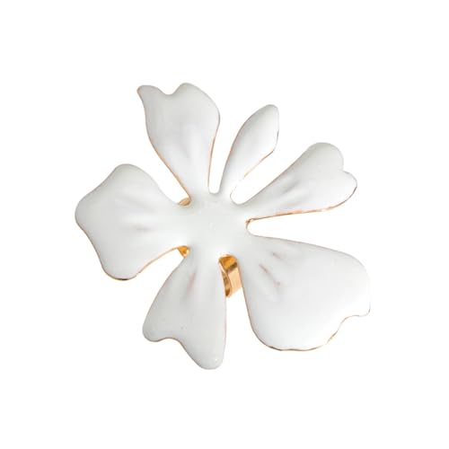 Rrdaily Chunky White Enamel Flower Knuckle Ring for Women,Vintage Large Floral Statement Index Finger Ring,Personalized Trendy Jewelry Accessories Gifts - color: White