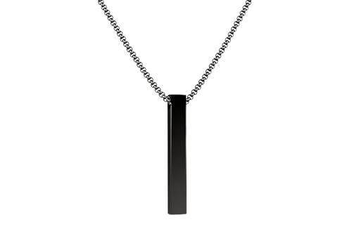 Bar Pendant Necklace for Men & Women, Minimalist Stainless Steel Vertical Bar Chain, Modern Trendy Jewelry with Matte Finish, Simple Pendant Gift for Daily Wear - color: Pendent Black 2
