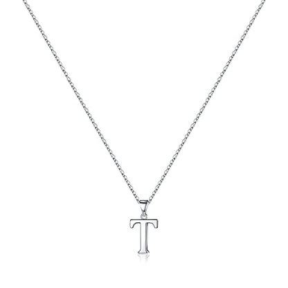 Turandoss S925 Sterling Silver Initial Necklaces for Women, Dainty Hypoallergenic Letter Initial Pendant S925 Sterling Silver initial Necklace for Women Jewelry Gifts - style: T
