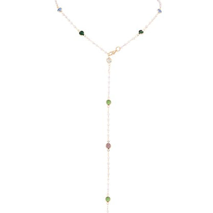 KURTCB Rhinestone Necklace for Women Boho Long Y Lariat Gold Necklace Stack Colorful Summer Beach Jewelry - color: Multi