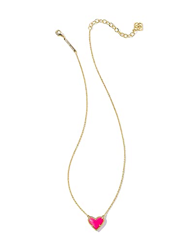 Kendra Scott Ari Heart Adjustable Length Pendant Necklace for Women, Fashion Jewelry - color: GOLD - NEON PINK