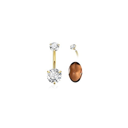 14G G23 Titanium Dangle Belly Button Rings for Women Gold Internally Threaded Belly Rings Dangling Teardrop Heart CZ Belly Button Piercing Hypoallergenic Navel Piercing Jewelry