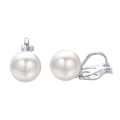 Yoursfs 10mm Tiny Pearl Clip On Earrings for Women 18K Gold Plated Faux Pearls Bridal Earring Fashion Wedding Jewelry - color: Silver 1.0CM Pearl