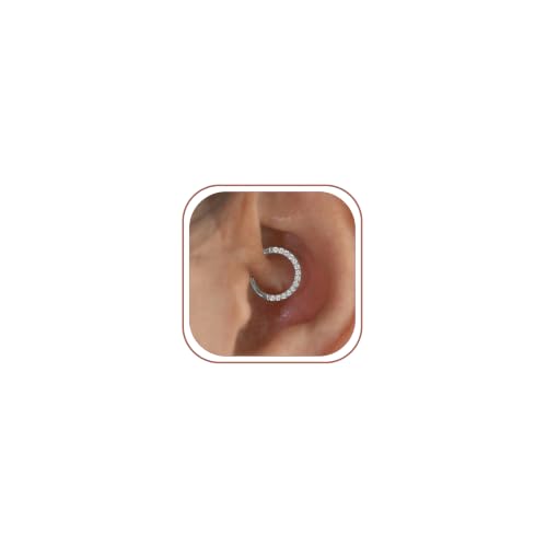 Cartilage Daith Earrings For Women Small 14K Gold Plated Hoop Hypoallergenic Helix Piercing Huggie Surgical Steel Diamond Implant Cubic Zirconia Prom Gift Jewelry - color: Style3-Silver, size: 16g-8mm
