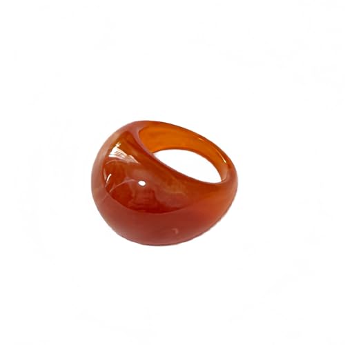 Y2k Colorful Chunky Resin Acrylic Thick Wide Dome Plastic Exaggerated Aesthetic Knuckle Rings for Women Vintage Minimalist Finger Joint Funny Cute Statement Jewelry - color: orange
