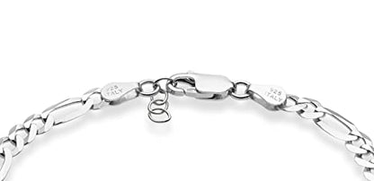 Miabella Italian 925 Sterling Silver 5mm Figaro Bracelet for Women Men | Solid Link Chain, Diamond-Cut, Fine Jewelry, Made in Italy - style: Length 6.5 Inches (women's x-Small)