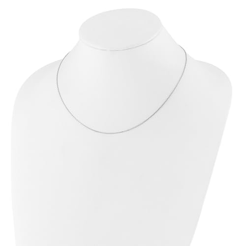 Sonia Jewels Real 14k White Gold 1.10mm Diamond-Cut Rolo 1in + 1in Adjustable Chain Necklace - with Secure Lobster Lock Clasp 18"