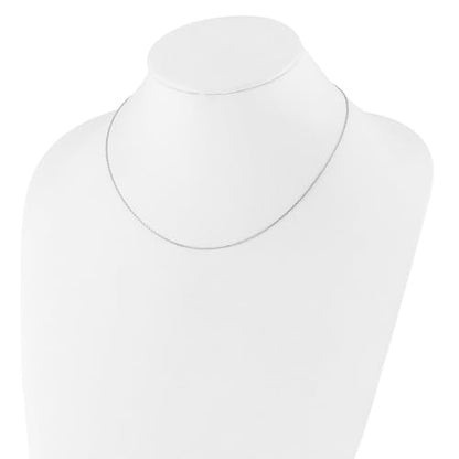 Sonia Jewels Real 14k White Gold 1.10mm Diamond-Cut Rolo 1in + 1in Adjustable Chain Necklace - with Secure Lobster Lock Clasp 18"
