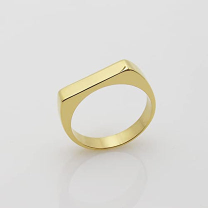 Fuqimanman2020 Classical 316L Stainless Steel Square Signet Band Ring Plain Gold Plated Geometric Stacking for Women Men Couple Minimalist Wedding Engagement Statement Jewelry - color: 8