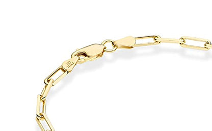 Miabella Italian 18K Gold Plated 925 Sterling Silver Paperclip Bracelet | 3mm, for Women Men, Chain Link, Fine Jewelry, Made in Italy - style: Length 7.5 Inches (women's average size)