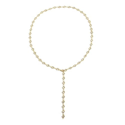 Long Faux Pearl Beaded Y Tassel Lariat Necklace for Women,Boho Dainty Chain Crystal Rhinestone Statement Necklace Fashion Lightweight Jewelry Gifts - color: Clear