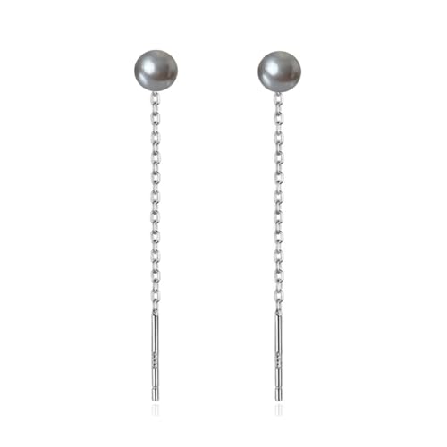 925 Sterling Silver Dangle Earrings with Charms Heart, Water drop, Moon, Star Long Drop Earring for Women Jewelry Gifts Hypoallergenic - color: pearl grey