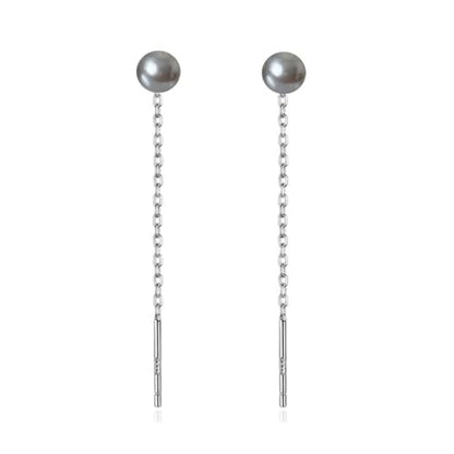 925 Sterling Silver Dangle Earrings with Charms Heart, Water drop, Moon, Star Long Drop Earring for Women Jewelry Gifts Hypoallergenic - color: pearl grey