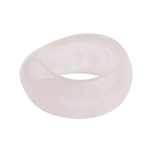 Pingyongchang Acrylic Colorful Resin Geometric Simple Open Bracelet Transparent Wide Cuff Bangle - color: White