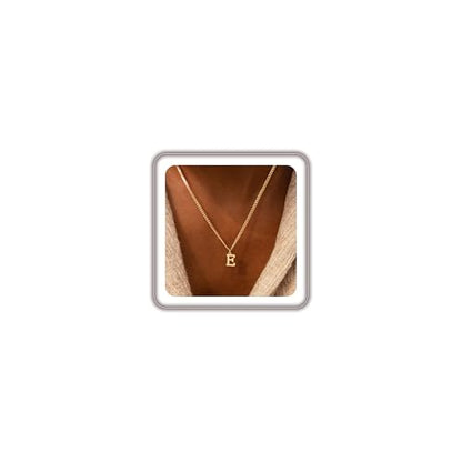 Gold Initial Necklace for Women, Dainty 14K Gold A-Z Letter Necklace Cute Pendant Personalized Name Necklace Trendy Fashion Jewelry Birithday Gift for Her - color: E