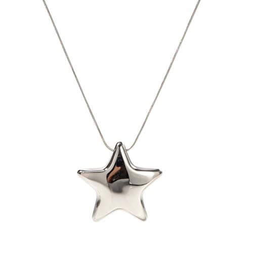 Minimalist Star Choker Necklace for Women Dainty Stainless Steel 18k Gold Plated Star Charm Pendant Trendy Adjustable Chain Necklaces Fashion Jewelry Christmas Birthday Gifts for Her Bff 17" - color: Silver